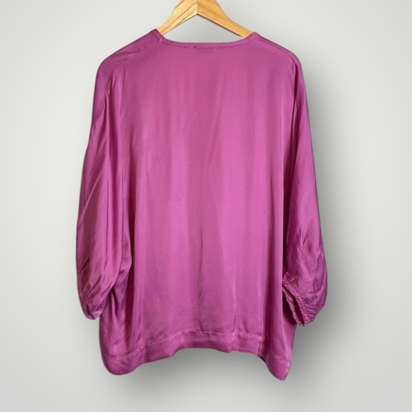 Stark X Satin Blouse V Neck 3/4 Dolman Sleeve Womens Size Small Relaxed Evening - Picture 4 of 10
